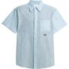 Ss25 Striped Pointed Collar Chest Pocket Embroidered Short Sleeve Shirt Men Shirts Blue CAU84-VS1