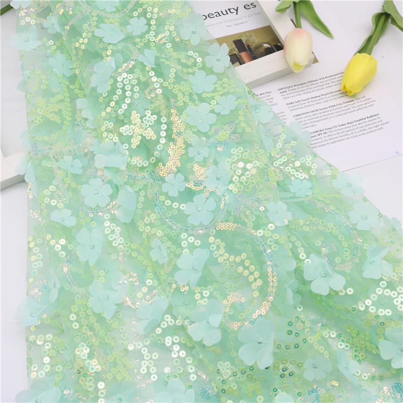 Ткань с 3D вышивкой пайетками в виде лепестков для свадебного платья, ципао, аксессуаров для волос, обуви, одежды и DIY поделок