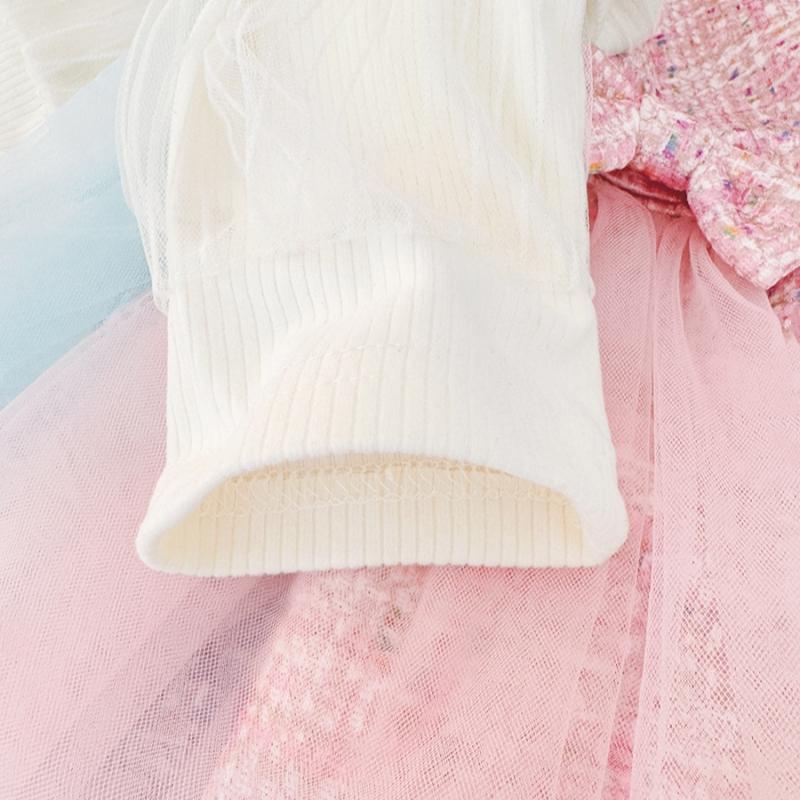 Платье принцессы для девочки в корейском стиле с бантом и длинными рукавами, одежда на весну и осень, новые детские костюмы для вечеринок, 9 месяцев - 3 года