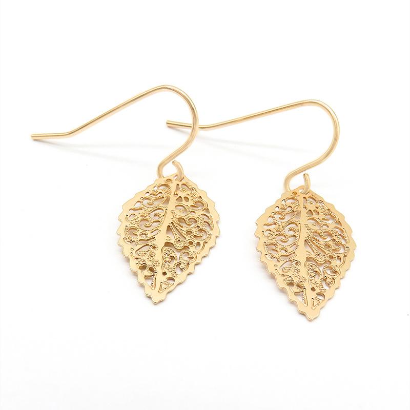 Модные позолоченные серьги с подвеской в виде полого листа в стиле ретро, нишевый стиль High-end Feeling