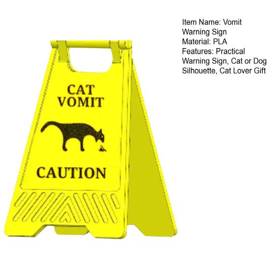 Знак «Рвота кошки» 3,9 дюйма, 3D-печатный предупреждающий знак для рвоты кошки или собаки, предупреждающий знак «Рвота кошки или собаки» для домашнего декора, подарок любителям кошек