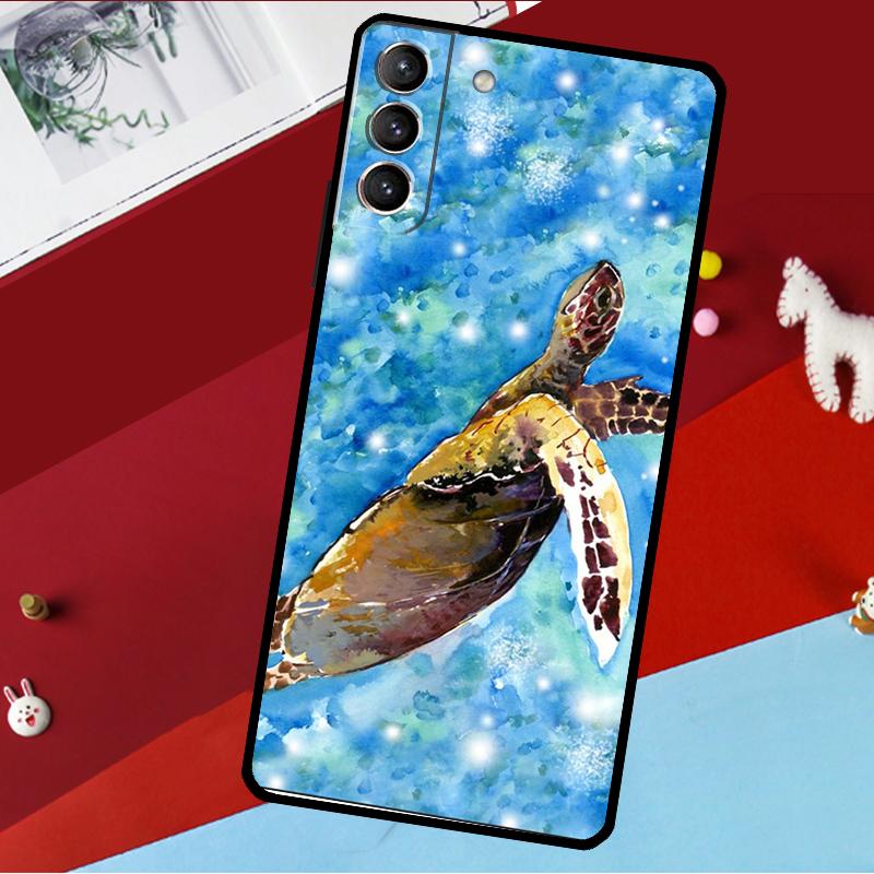 Чехол-ракушка с бирюзовой морской черепахой для Samsung Galaxy S23 Ultra S22 S21 S20 FE S8 S9 S10 Plus Note 10 20