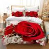 Rose Flower Duvet Cover Set Twin Queen King Microfibre Bedding Set for Valentine's Day Mother's Day Daily Polyester Quilt Cover