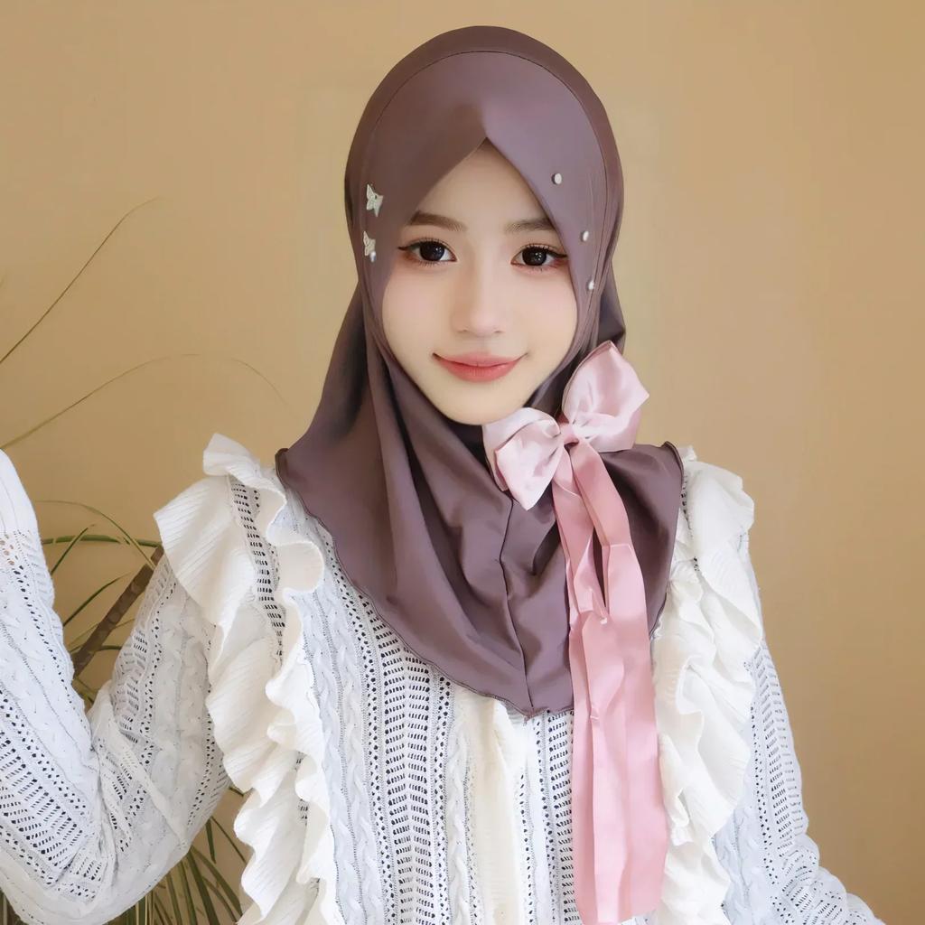 Рамадан мгновенный хиджаб женский мусульманский шарф цепочка платок обертывания эластичный головной убор шея шали Амира исламская молитва хиджабы тюрбан