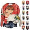 Women's Casual Fashion Christmas Printing Long Sleeve O-Neck Pullover Hoodies