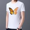 Мужская футболка Классическая серия с принтом бабочек Модная повседневная простая с круглым вырезом для работы Удобный белый мужской топ