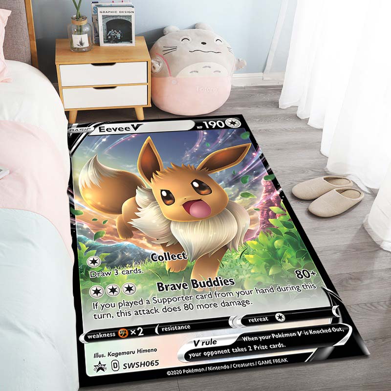 3D P0kemon Eevee Clan Cards Pattern Printed Carpets Living Room Bedroom Sofa Floor Mat Modern Large Area Decorative Rugs Gifts