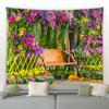 Flower Tapestry Spring Fence Landscape Background Cloth Wall Hanging Garden Poster for Outside Home Living Room Decor Aesthetics