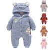Комбинезон с капюшоном и вышивкой для новорожденных мальчиков и девочек, теплая одежда