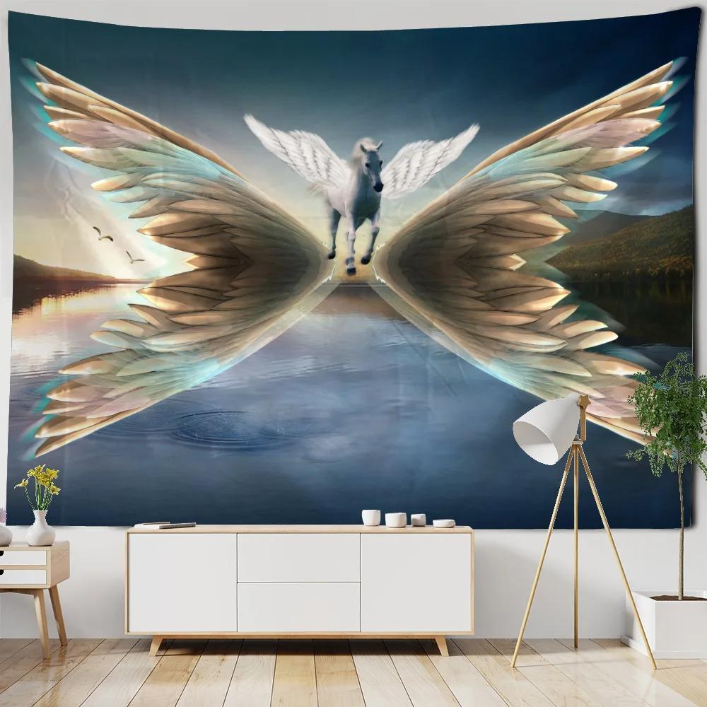 Гобелен с узором «Космические крылья фантазии» для украшения стен дома, гобелен для спальни, гостиной, гобелен