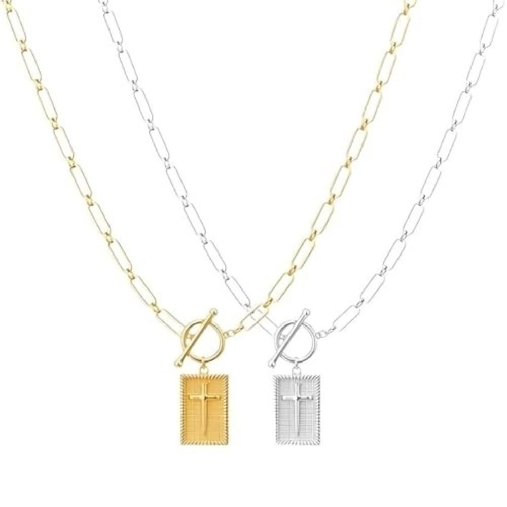 Ожерелье из нержавеющей стали с подвеской в виде скрепки и водонепроницаемое ожерелье с подвеской в виде креста для парных аксессуаров