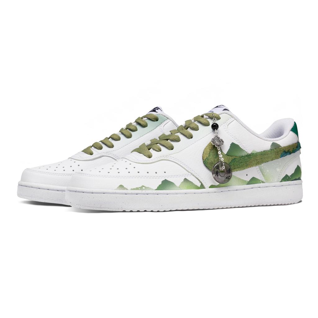 Nike Court Vision 1 Deep In The Mountains Abrasion Resistant Low top Skateboard Shoes Men's White Green DH2987-101(Team73-)