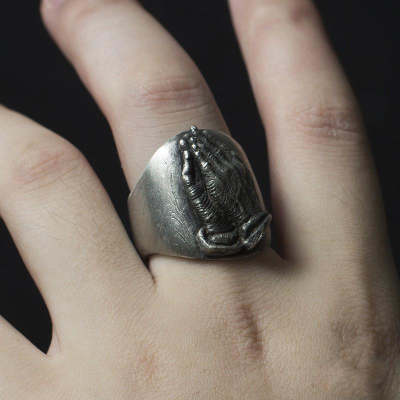 Стимпанк Винтаж Христианская Религия Мэри Молящаяся Мужская Открытые Кольца Из Нержавеющей Стали Готический Панк-Рок Байкерские Ювелирные Аксессуары