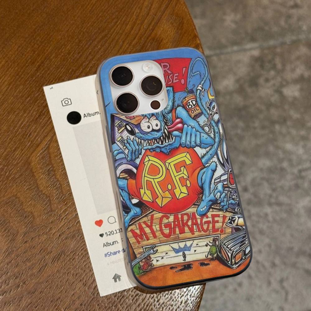 Забавный Rat Fink Для IPhone 15 16 17 14 13 12 11 Pro Max 16E 16 Plus 17 Air Гофрированный Ударопрочный Чехол для Телефона