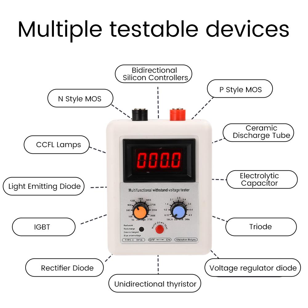 DC 50-3700V IGBT Voltage Capability Transistor Tester Diode MOS TriodeLED Voltage Capability Transistor Withstand Voltage Tester