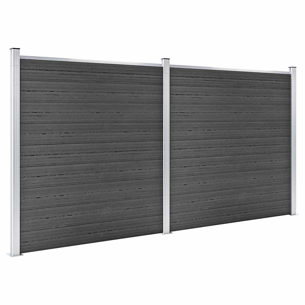 Fence Element Set WPC 353x186 cm Black