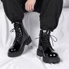 Glossy High-top Martin Boots for Men's New Autumn and Winter Large-size Thick-soled Heightening Casual Tooling Boots for Men