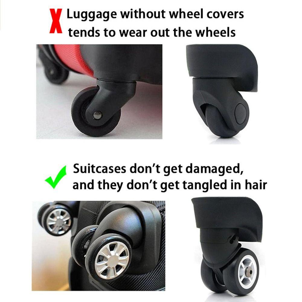 8PCS/Set Silicone Suitcase Wheels Protection Cover Trolley Box Casters Cover Luggage