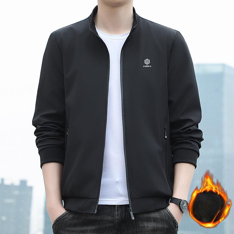 Мужская куртка зимняя бархатная утолщенная повседневная с воротником-стойкой, деловая, для пожилых людей, для пап среднего возраста, мужское пальто