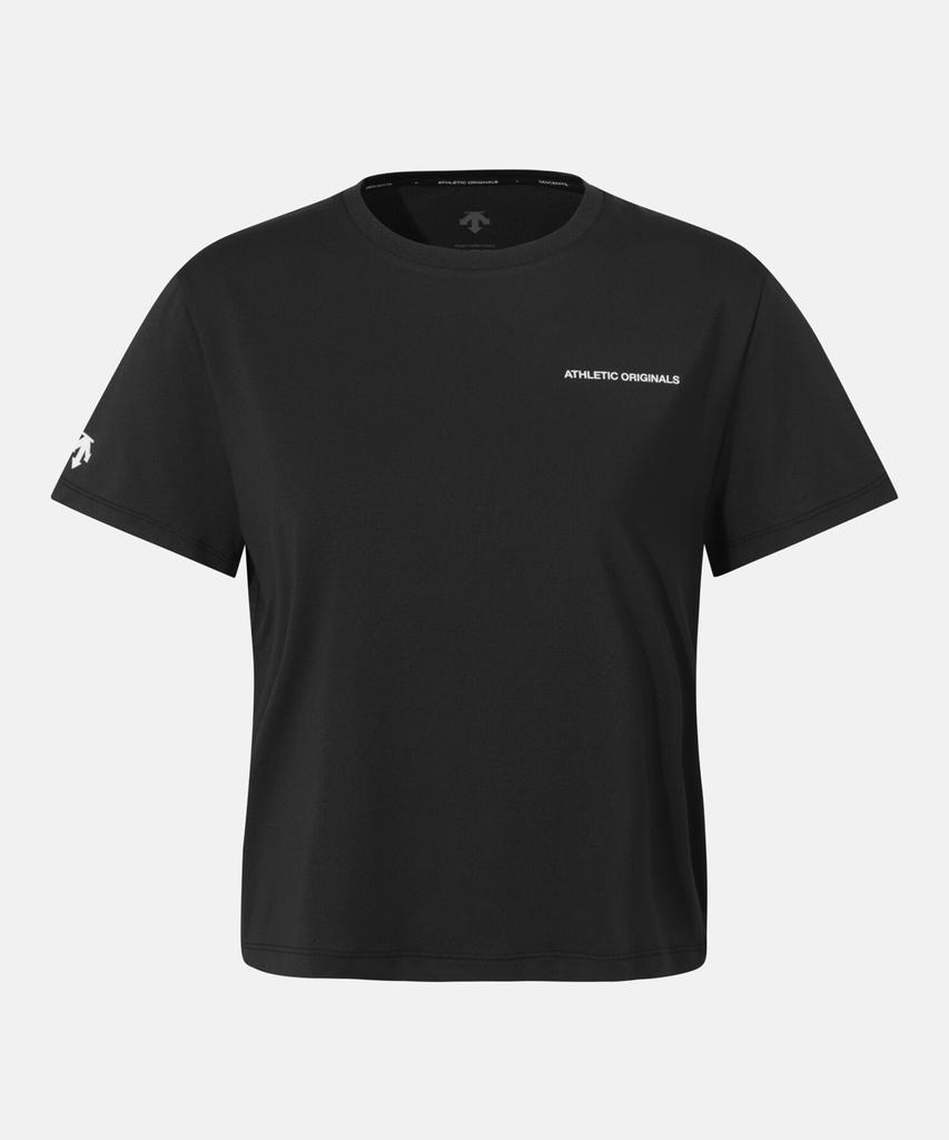 Женская короткая футболка для бега DESCENTE с коротким рукавом, черная, Sr122Rts31