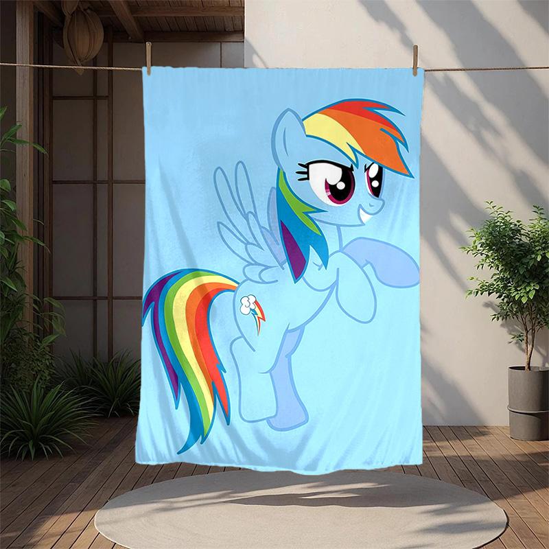 Rainbow Dash Flannel Blanket Soft Warm All-Season Throw, Design for Camping, Car Travel, Hiking Sofa, Bed, Office Perfect Gift for Parties