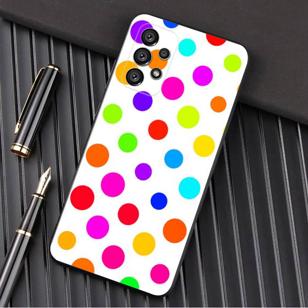 Чехол с цветным горошком для Samsung Galaxy A13, A21s, A22, A31, A32, A52, A53, A71, A80, A91, Мягкий черный корпус