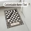 Decorative Artwork Theme Crystal Velvet Rug Personalized Custom Name Text Soft Floor Mat Home Decor