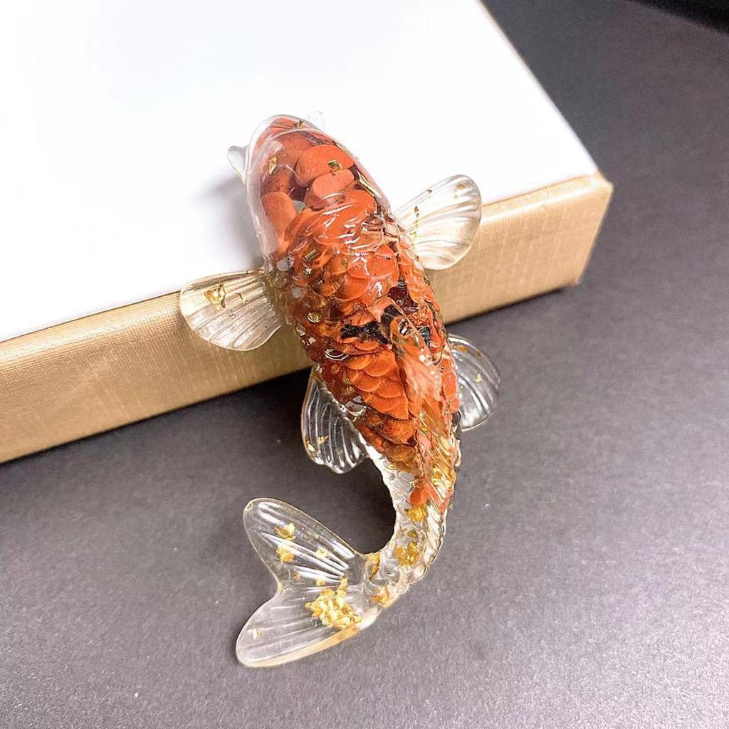 Lightweight 2.3inch Glass Koi Fish Statue Desktop Decoration Lucky Goldfish Miniature Handicraft Handmade Collectible Home Gifts