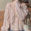 Autumn and Winter Gentle and Exquisite Ladies Pink Pullover Sweater, Fashionable and Elegant Thickened Long-sleeved Top for Women6614#