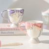 Creative Exquisite Girl Heart Bow Ice Cream Ceramic Cup High Value Coffee Mug Dessert Goblet Mug with Straw Coffee Cups
