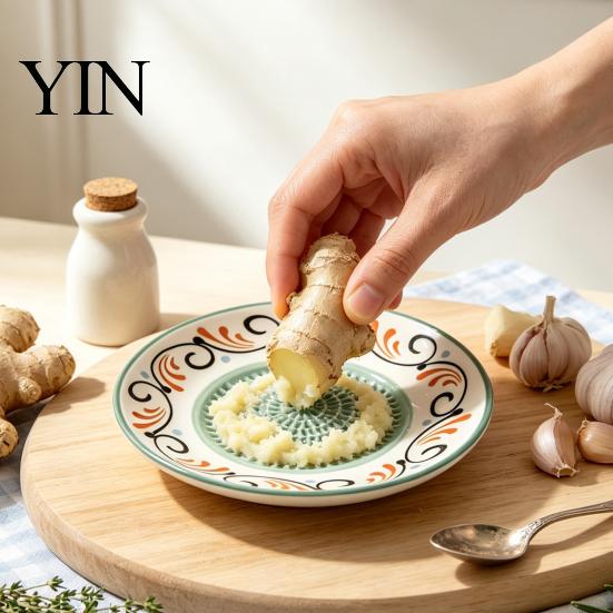 Керамическая терка для чеснока и имбиря, ручная терка-миска для кухни, нескользящая миска для измельчения чили и орехов, кухонная терка-измельчитель для пюре
