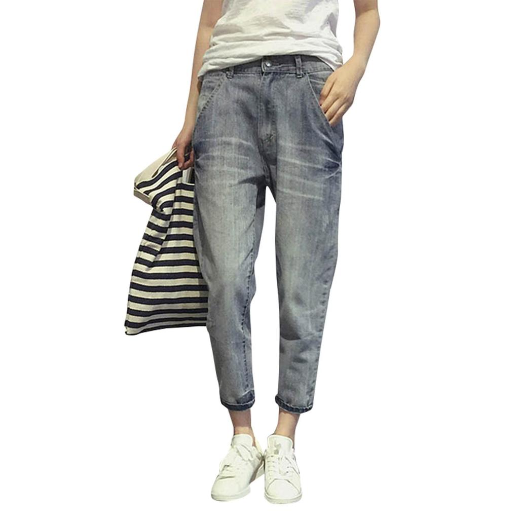 Женские брюки большого размера, эластичные джинсы, свободные полуэластичные брюки