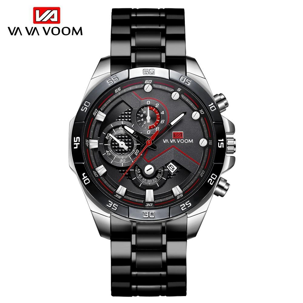 Stainless Steel with Sports Watch Racing Punk Calendar Student Men's Quartz Watch