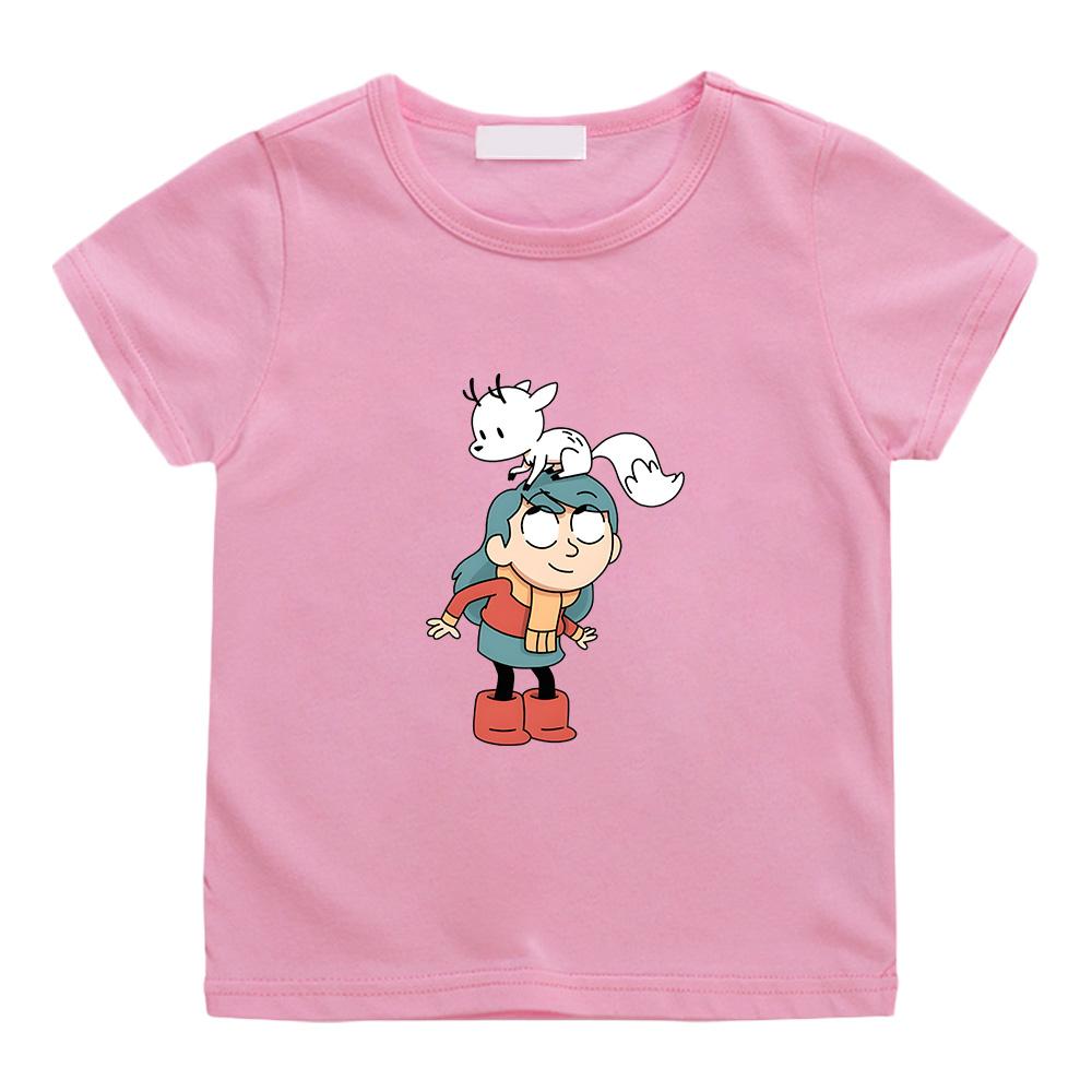 Hilda and Twig Play Together Anime Print Tshirt Cute Girls Boys Kawaii Children Tops Summer Creative Trends Tees Cotton Clothes