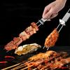 Heat Resistance Stainless Steel Double-Ended BBQ Fork Semi-automatic Design Reusable Barbecue Supply