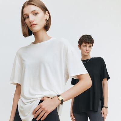 Футболка Horaho Tencel Leggings Mate Cover-Up с коротким рукавом (Белый черный)