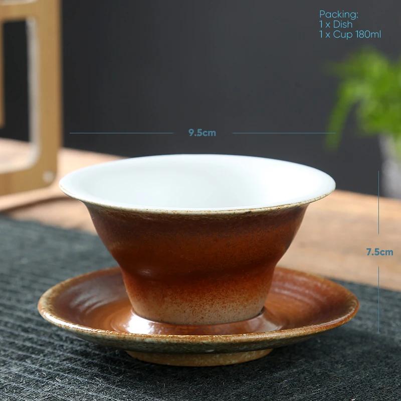 Coffee cup handmade Japanese retro figured cup rough pottery kiln change ceramic mug saucer tea mug coffee cups set teacup