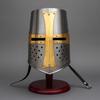 Crusader Helmet Replica  Full-Size Medieval Steel Helmet with Brass Cross  Great Helm Knight Armor With Display Stand