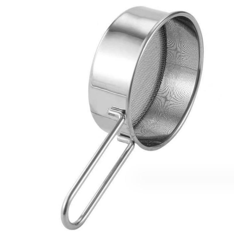 304 Stainless Steel Flour Sifter Hand-Held Baking Tool 40-Mesh Sieve Household Kitchen Mesh Sifter Powdered Sugar Sifter