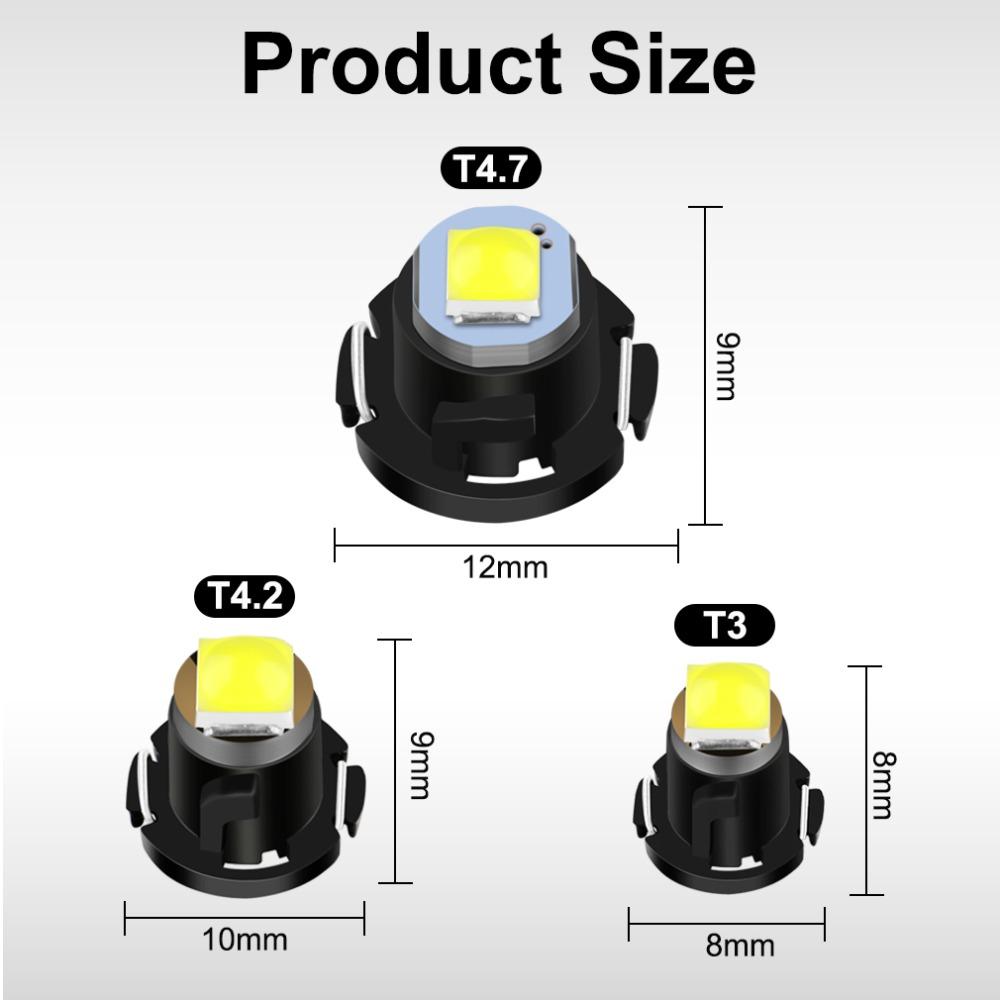 10Pcs T3 T4.2 T4.7 Led Bulb Canbus Super Bright Car Interior Lights Dashboard warming indicator Wedge Auto Instrument Lamp 12V Dome Lights 6