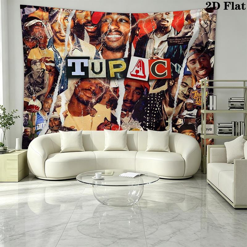 Tupac Poster Wall Tapestry Aesthetic Wall Hanging Printed Fabric Blanket Decorative Tapestries for Bedroom Living Room Home Decor