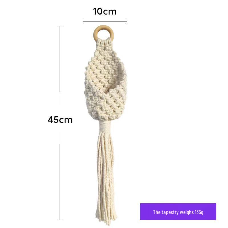 Cotton Rope Woven Hanging Basket with Wood Ring and Tassels for Plants