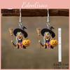 Halloween Theme Witch Broom And Pumpkin Pattern Women Earrings For Women Holiday Party Decor