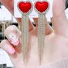 Fashion Women Clear Rhinestone Long Tassel Earrings 925 Silver Needle Temperament Earring Luxury Lady Party Drop Earrings