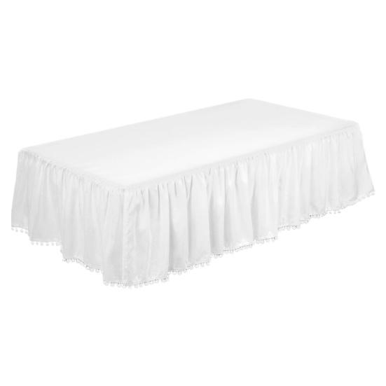 Плюшевая юбка для кроватки с рюшами и шариками, регулируемое эластичное постельное белье для малышей, юбка для кроватки с рюшами, покрывало на кровать для маленьких мальчиков и девочек