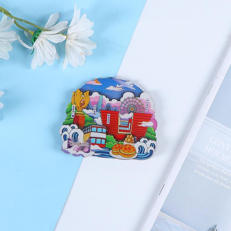 Национальный город Живописный Мультяшный Деревянный Эпоксидный Магнит на Холодильник