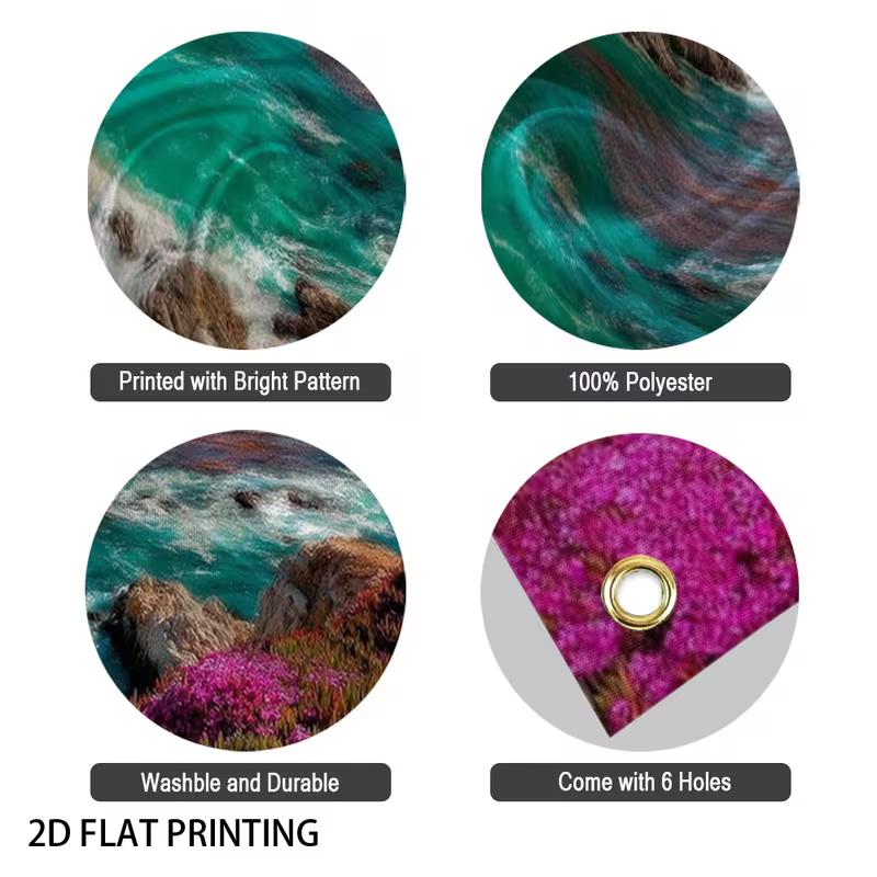 2D Tropical Beach Sunset with Pink Sky and Flowers Studio Background