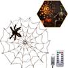 3/2/1pcs Halloween Light Spider Web Decoration Lights 8 Modes Remote Control Spider Net Lamp Decorative Atmosphere Party Light