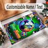 Soccer Theme Crystal Velvet Rug Personalized Custom Name Text Soft Floor Mat Home Decor