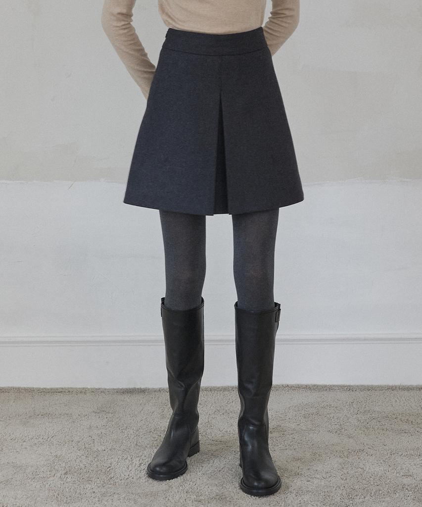 Nonlocal Wool Pleats Mini Skirt - Charcoal
